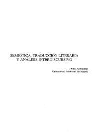 Semiótica, traducción literaria y análisis interdiscursivo / Tomás Albadalejo | Biblioteca Virtual Miguel de Cervantes