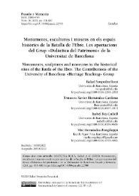 Monuments, escultures i museus en els espais històrics de la Batalla de l’Ebre. Les aportacions del Grup "Didáctica del Patrimoni" de la Universitat de Barcelona / Rafael Sospedra-Roca, Francesc Xavier Hernàndez-Cardona, Isabel Boj-Cullell, Mar Hernández-Pongiluppi | Biblioteca Virtual Miguel de Cervantes