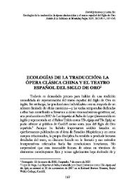 Ecologías de la traducción: la ópera clásica china y el teatro español del Siglo de Oro  / David Johnston, Lisha Xu  | Biblioteca Virtual Miguel de Cervantes