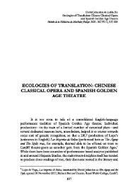 Ecologías de la traducción: la ópera clásica china y el teatro español del Siglo de Oro  / David Johnston, Lisha Xu  | Biblioteca Virtual Miguel de Cervantes