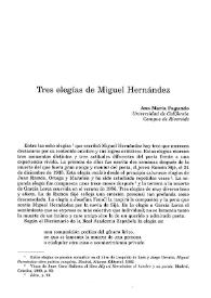 Tres elegías de Miguel Hernández / Ana María Fagundo | Biblioteca Virtual Miguel de Cervantes