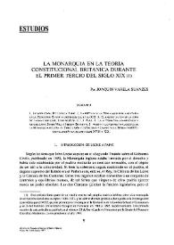 La monarquía en la teoría constitucional británica durante el primer tercio del siglo XIX / por Joaquín Varela Suanzes-Carpegna | Biblioteca Virtual Miguel de Cervantes