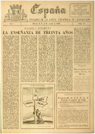 España : Órgano de la Junta Española de Liberación. Año I, núm. 27, 5 de agosto de 1944 | Biblioteca Virtual Miguel de Cervantes