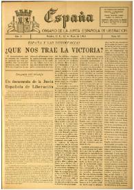 España : Órgano de la Junta Española de Liberación. Año II, núm. 65, 12 de mayo de 1945 | Biblioteca Virtual Miguel de Cervantes