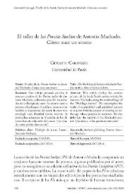 El taller de las "Poesías Sueltas" de Antonio Machado. Cómo nace un soneto / Giovanni Caravaggi | Biblioteca Virtual Miguel de Cervantes