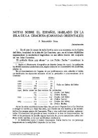 Notas sobre el español hablado en la isla de la Graciosa (Canarias orientales) / Manuel Alvar | Biblioteca Virtual Miguel de Cervantes