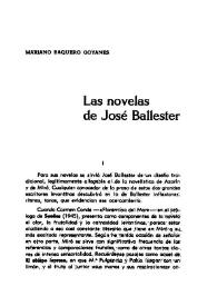 Las novelas de José Ballester  / Mariano Baquero Goyanes | Biblioteca Virtual Miguel de Cervantes