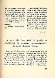 "Al oeste del lago Kivú los gorilas se suicidan en manadas numerosísimas", de Julio Antonio Gómez  / L. de L.  | Biblioteca Virtual Miguel de Cervantes