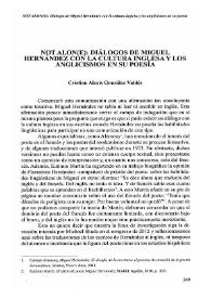 Not alon(e): diálogos de Miguel Hernández con la cultura inglesa y los anglicismo en su poesía / Cristian Alexis González Valdés | Biblioteca Virtual Miguel de Cervantes