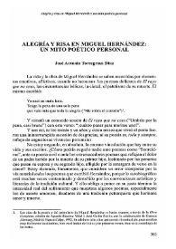 Alegría y risa en Miguel Hernández: un mito poético personal / José Antonio Torregrosa Díaz | Biblioteca Virtual Miguel de Cervantes