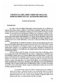 Vigencia del discurso de Miguel Hernández en el altermundismo / Lorena García Saiz | Biblioteca Virtual Miguel de Cervantes