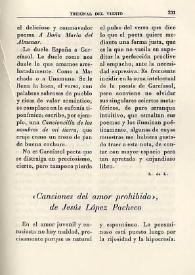 "Canciones del amor prohibido", de Jesús López Pacheco / L. de L.  | Biblioteca Virtual Miguel de Cervantes