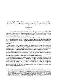 Fin de siglo XIX en Bolivia: Aproximación comparativa de las narrativas de Lindaura Anzóategui de Campero y Adela Zamudio / Virginia Ayllón  | Biblioteca Virtual Miguel de Cervantes