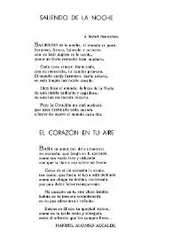 Saliendo de la noche ; El corazón en tu aire / Manuel Alonso Alcalde | Biblioteca Virtual Miguel de Cervantes