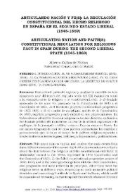 Articulando nación y fe(s): la regulación constitucional del hecho religioso en España en el segundo estado liberal (1845-1869) / Alberto Cañas de Pablos | Biblioteca Virtual Miguel de Cervantes