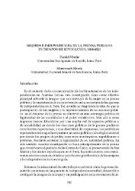 Mujeres e independencia en la prensa peruana en tiempos de revolución, 1810-1823 / Daniel Morán, Montserratt Rivera     | Biblioteca Virtual Miguel de Cervantes