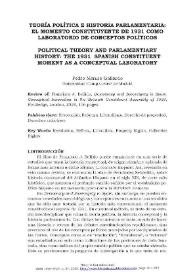 Teoría política e historia parlamentaria: el momento constituyente de 1931 como laboratorio de conceptos políticos / Pedro Merino Gallardo | Biblioteca Virtual Miguel de Cervantes