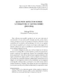 Algunos aspectos sobre literatura y catolicismo (1868-1936) 
 / Solange Hibbs-Lissorgues  | Biblioteca Virtual Miguel de Cervantes