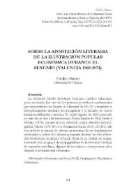 Sobre la aportación literaria de "La Ilustración Popular Económica" durante el Sexenio (Valencia, 1869-1874)  / Cecilio Alonso  | Biblioteca Virtual Miguel de Cervantes