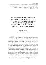 El “hondo y oscuro valle” de las religiones positivas y de los convencionalismos religiosos. Fe, razón y catolicismo en la obra de Rosario de Acuña (1850-1923)    / Solange Hibbs  | Biblioteca Virtual Miguel de Cervantes