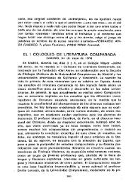 El I Coloquio de Literatura Comparada (Madrid, 3-4 de mayo de 1974) / Francisco López Estrada | Biblioteca Virtual Miguel de Cervantes