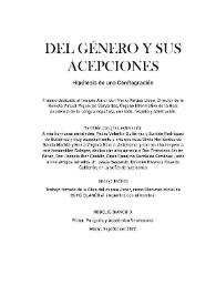 Del género y sus acepciones. Hipótesis de una Conflagración / Rogelio Bianco D. | Biblioteca Virtual Miguel de Cervantes