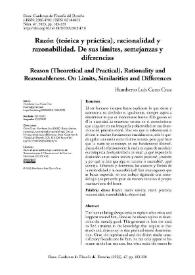 Razón (teórica y práctica), racionalidad y razonabilidad. De sus límites, semejanzas y diferencias  / Humberto Luis Cuno Cruz | Biblioteca Virtual Miguel de Cervantes