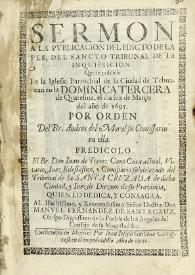 Sermon a la publicacion del edicto de la fee, del Sancto Tribunal de la Inquisicion | Biblioteca Virtual Miguel de Cervantes