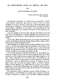 El compositor ante la música de hoy / por José Antonio Alcaraz | Biblioteca Virtual Miguel de Cervantes