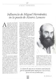 Influencia de Miguel Hernández en la poesía de Álvarez Lencero / María Luisa López Martínez | Biblioteca Virtual Miguel de Cervantes