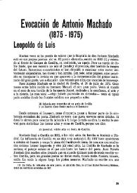 Evocación de Antonio Machado (1875-1975) / Leopoldo de Luis | Biblioteca Virtual Miguel de Cervantes