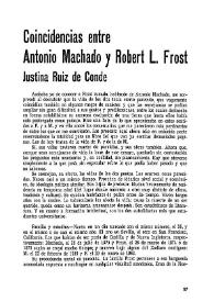 Coincidencias entre Antonio Machado y Robert L. Frost / Justina Ruiz de Conde | Biblioteca Virtual Miguel de Cervantes