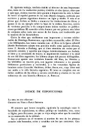 Cuadernos Hispanoamericanos, núm. 168 (diciembre 1963). Índice de exposiciones   / M. Sánchez-Camargo | Biblioteca Virtual Miguel de Cervantes