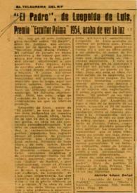 "El padre", de Leopoldo de Luis, Premio "Escultor Palma" 1954, acaba de ver la luz /  Jacinto López Gorgé | Biblioteca Virtual Miguel de Cervantes