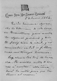 Carta de Juan Valera a Sofía Valera. Cunard Royal Mail Steamship "Cephalonia", 5 enero de 1884 | Biblioteca Virtual Miguel de Cervantes