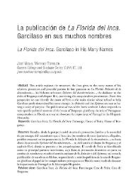 La publicación de "La Florida del Inca". Garcilaso en sus muchos nombres / José Miguel Martínez Torrejón | Biblioteca Virtual Miguel de Cervantes