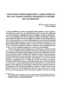 Una falsa contradicción: Larra crítico de las traducciones teatrales y autor de las mismas / M.ª Pilar Espín Templado | Biblioteca Virtual Miguel de Cervantes