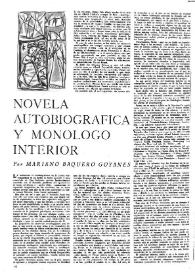 Novela autobiográfica y monólogo interior / Mariano Baquero Goyanes | Biblioteca Virtual Miguel de Cervantes