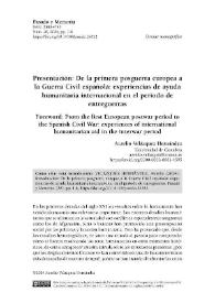 Presentación: De la primera posguerra europea a la Guerra Civil española: experiencias de ayuda humanitaria internacional en el periodo de entreguerras  / Aurelio Velázquez Hernández | Biblioteca Virtual Miguel de Cervantes