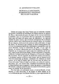 Notas a "Canciones, romances y poemas" de Juan Valera  / M. Menéndez y Pelayo  | Biblioteca Virtual Miguel de Cervantes