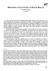 Magisterio de don Juan Valera en Manuel Halcón  / José Vallecillo López | Biblioteca Virtual Miguel de Cervantes