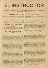 El Instructor : Periódico científico y literario consagrado á la difusión de las Ciencias Agrícolas y sus ramos anexos. Año XVII, núm. 7, noviembre de 1900 | Biblioteca Virtual Miguel de Cervantes