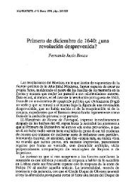 Primero de diciembre de 1640: ¿una revolución desprevenida? / Fernando Jesús Bouza | Biblioteca Virtual Miguel de Cervantes