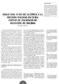 Siglo XVII: ecos de la épica y la arcadia italiana en Cuba: "Espejo de paciencia" de Silvestre de Balboa  / José Carlos Rovira | Biblioteca Virtual Miguel de Cervantes