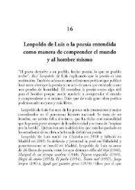 Leopoldo de Luis o la poesía entendida como manera de comprender el mundo y al hombre mismo
 / Antonio Rodríguez Jiménez | Biblioteca Virtual Miguel de Cervantes