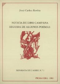 Noticia de Dino Campana seguida de algunos poemas / José Carlos Rovira | Biblioteca Virtual Miguel de Cervantes