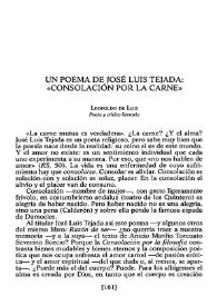 Un poema de José Luis Tejada: "Consolación por la carne" / Leopoldo de Luis | Biblioteca Virtual Miguel de Cervantes