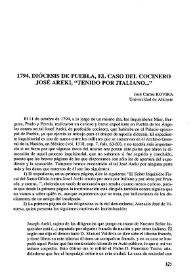 1794, Diócesis de Puebla, el caso del cocinero José Areki, "tenido por italiano..." / José Carlos Rovira | Biblioteca Virtual Miguel de Cervantes