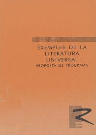 Exemples de la literatura universal : proposta de programa / José Carlos Rovira ; versió i adaptació a càrrec de Biel Samsano i Belso | Biblioteca Virtual Miguel de Cervantes