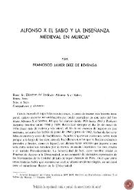 Alfonso X el Sabio y la enseñanza medieval en Murcia  / Francisco Javier Díez de Revenga | Biblioteca Virtual Miguel de Cervantes